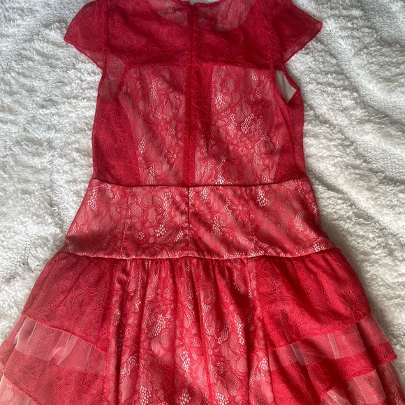 BCBGirls lace coral red dress! Size 8! Worn once - Picture 2 of 5